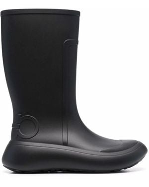 Ferragamo Gancini-Debossed Rain Boots - Black