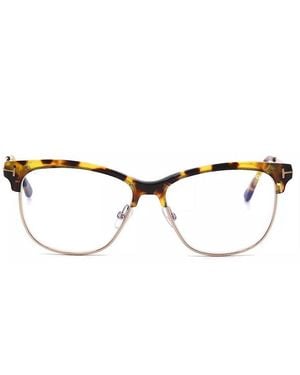 Tom Ford Eyeglasses Square Full Rim, Frame And Clear Demo Lenses Lens Tf5546-B056 - Brown