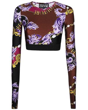 Versace Jeans Couture Printed Long-Sleeve Top - Brown