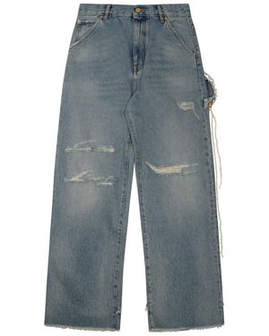 DARKPARK Chain Adorned Loose Fit Carpenter Denim Lisa Jeans - Blue