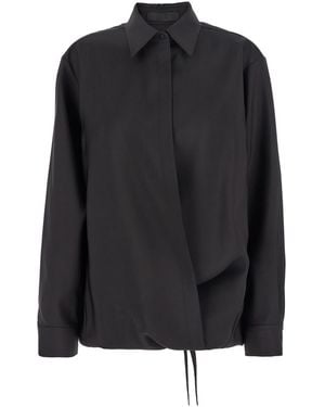 Valentino Shirt With Hidden Closure Wool Blend Blouses - Black