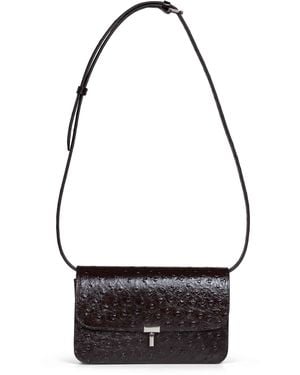 TOTEME Burgundy T-Lock Crossbody Bag - White