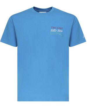 Tシャツ・カットソー MC2 Saint Barth PORTOFINO - T-shirt with chest embroidery Man cotton t-shirt with Portofino Bay Martini placed print
