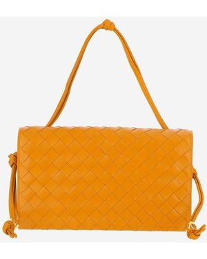 Bottega Veneta Trio Pouch On Strap Lambskin Shoulder Bags - Orange