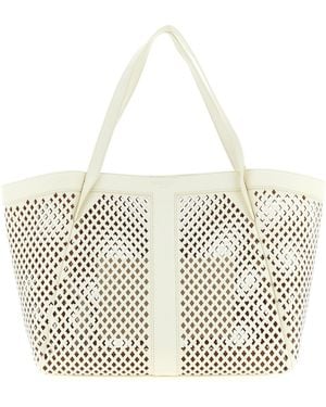 Twinset Openwork Leather Shopping Bag - White