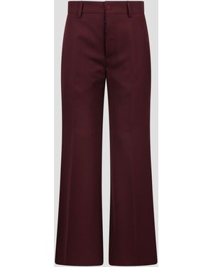 Plan C Wool Tailored Flared Trousers - Purple