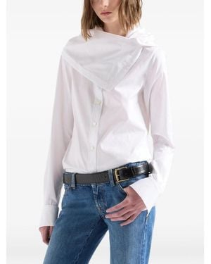 7 For All Mankind High-Neck Long-Sleeve Shirt - White