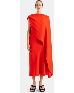 Balenciaga Asymmetric Draped Dress - Red