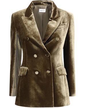 P.A.R.O.S.H. Velvet Double Breasted Blazer Viscose; Silk Blazers & Vests - Green