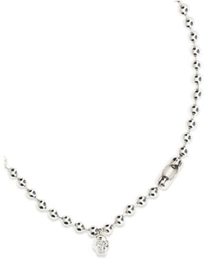 McQueen Pearl Skull Necklace Brass Necklaces - White