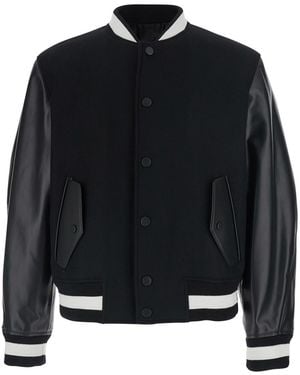 Givenchy Jacket With Bi-Details And Patch On The Back Leather Fabric For Wool - Black