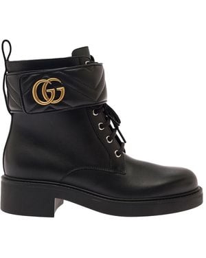 Gucci Double G Leather Bootie - Black