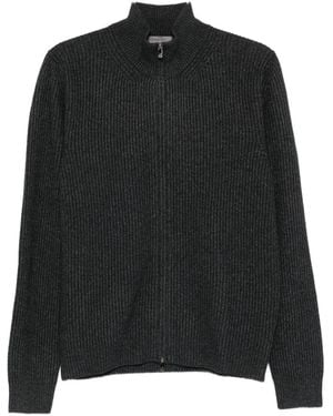 Corneliani Ribbed Cardigan With Zip - Black