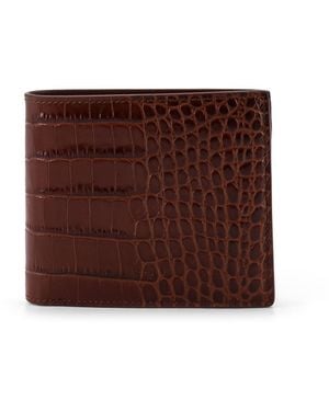 Tom Ford Croco Print Leather Wallet - Brown