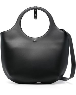 Courreges Medium Holy Leather Tote Bag - Black