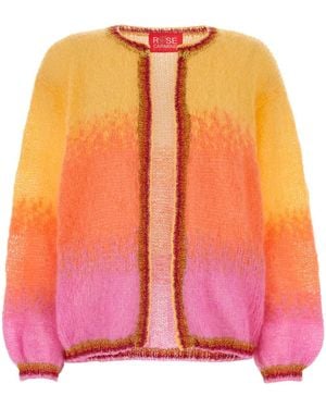 Rose Carmine Mohair Blend Cardigan - Pink