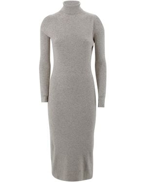 D.exterior Ribbed Turtleneck Dress - Grey