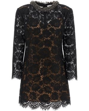 Self-Portrait Lace With Jewel Collar Dress - Black