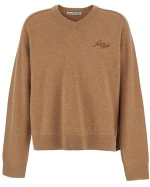 Acne Studios High-Collar Wool Jumper Top - Brown