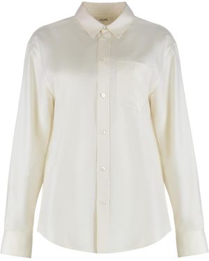 Celine Silk Twill Loose Shirt - White