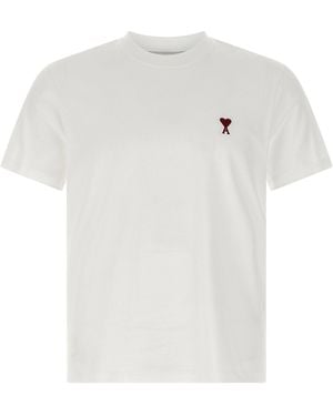 Ami Paris Embroidered Logo T-Shirt - White