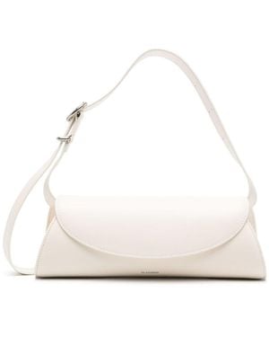 Jil Sander Cannolo Small Leather Shoulder Bag - White