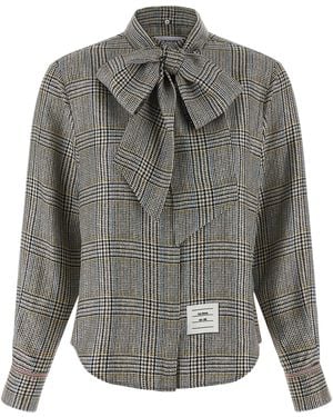 Thom Browne Prince Of Wales Check Shirt - Gray