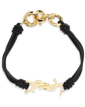 Saint Laurent Cassandre Multi-Wrap Bracelet Lamb Ovis Aries Aries; Brass Bracelets - Black