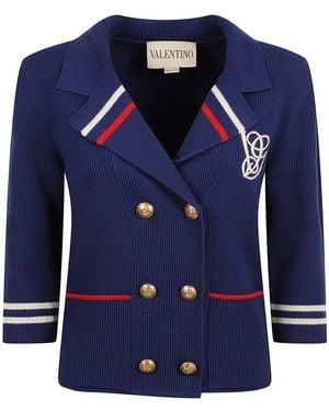 Valentino Garavani Double-Breasted Wool Cardigan - Blue