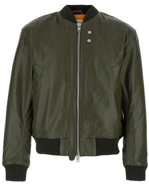 sunflower Leather Bomber Jacket Calf Coat - Green