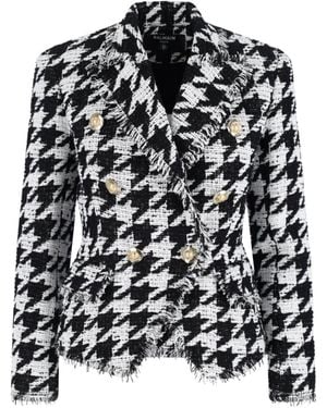Balmain Double-Breasted Tweed Blazer - Black