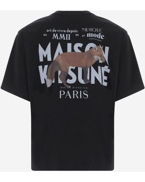 Maison Kitsuné Cotton Logo T-Shirt Organic T-Shirts And Polos - Black