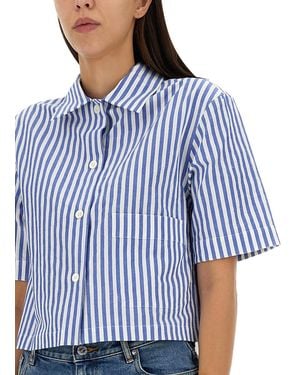 Margaret Howell Candy Stripe Shirt Linen Cotton - Blue