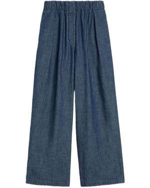 Jil Sander Cotton Wide-Leg Trousers - Blue