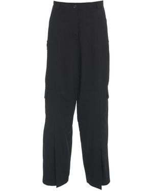 Pinko Low-Waisted Wide-Leg Trousers - Black