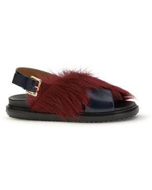 Marni Calf Leather Bos Taurus Flat Sandals - Brown