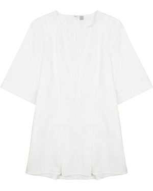 TOTEME Plissé Cotton Blouse With V-Neck - White