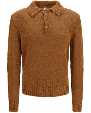 sunflower Buttoned Polo Cotton; Linen; Polyester Shirts - Brown