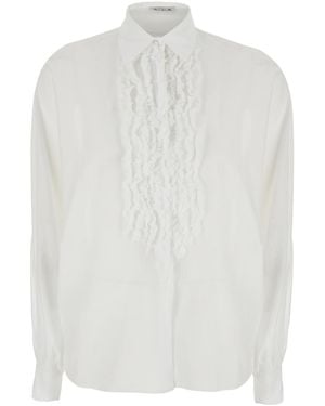 SOSUE Shirt Antonia Slim Ruffle With Ruffles On The Front Cotton For And Blouses - White