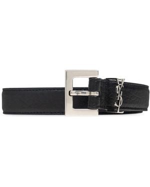 Saint Laurent Belt With Logo - Black