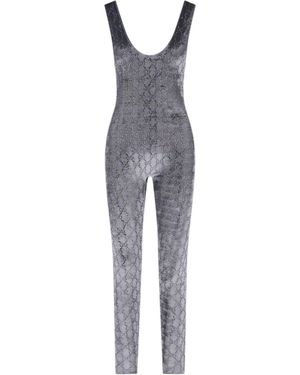 Gucci Jumpsuit With Gg Crystals - Blue