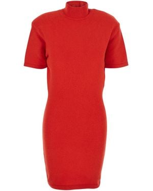 Jacquemus La Robe Maille Castagna Dress With High Ribbed Neck - Red
