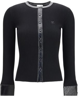 Courreges Vinyl And Knit Cardigan Viscose; Polyester - Blue