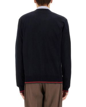Gucci Cardigan Knit Wool With Web Pattern, Jumpers - Blue
