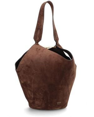 KHAITE Lotus Tote Bag Calf Leather Handbags - Brown