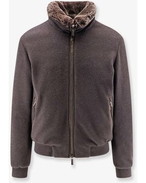 Moorer Bellati-Mrw Wool And Cashmere Jacket With Fur Detail - Grey