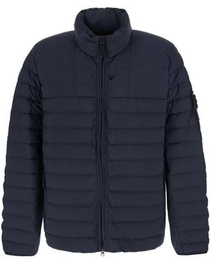 Stone Island Down Jacket High Collar Polyamide Padded - Blue