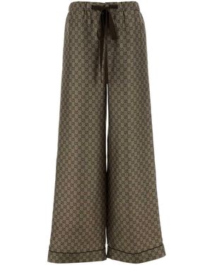 Gucci Printed Twill Wide-Leg Pant - Green