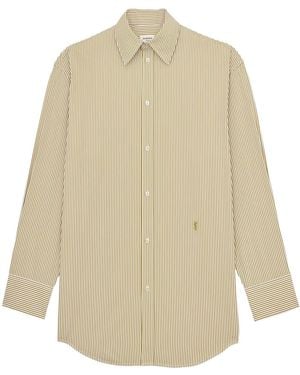 Saint Laurent Striped Cotton Shirt - Natural