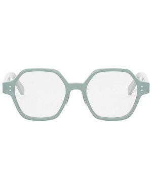 Celine Eyeglasses Geometric Full Rim, Shiny Lime Transparent Frame And Clear Demo Lens Cl50142F093 - Brown